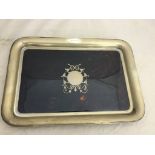 A hallmarked silver and tortoiseshell tray