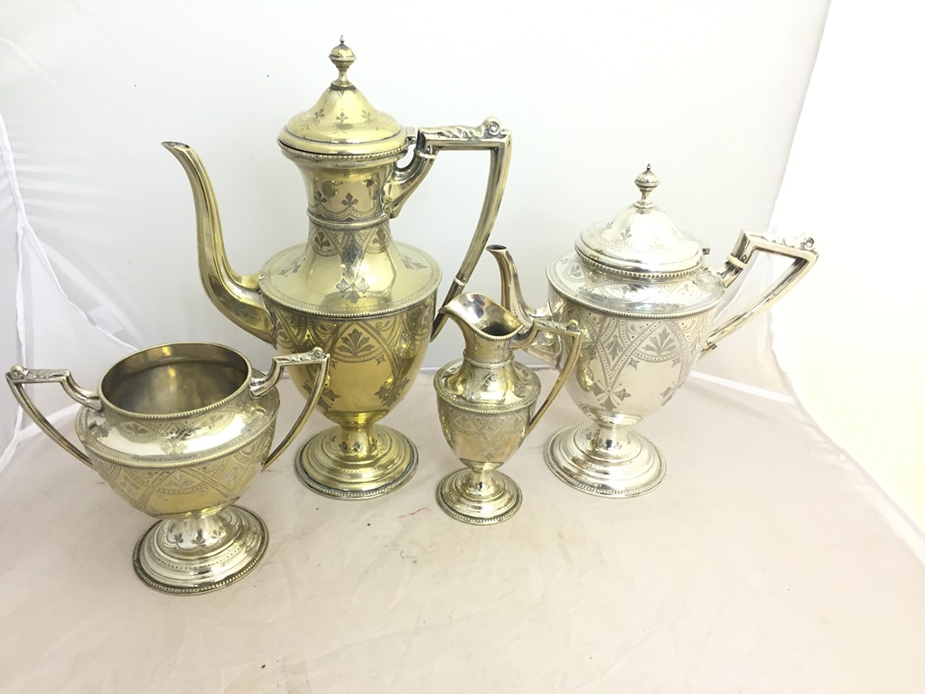 An impressive large four-piece EPNS tea/coffee service