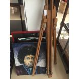 A quantity of prints to inc a painting of Jimi Hendrix;