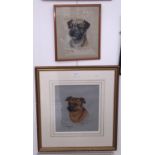 Marjorie Cox (1915-2003): Two pastel studies of terriers, signed & titled,