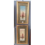 English School (19th/20th century): A pair of watercolours depicting coastal scenes, each signed,