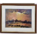 Geoff Masters (20th century): Landscape study, pastel, signed, collection label verso,