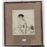 Lewis Baumer (1870-1963): Portrait of an elegant lady, etching, hand signed,