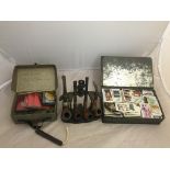 A quantity of pipes, pipe rack, cased Meerschaum pipe,