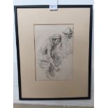 Harold Dearden, A.R.C.A. (1888-1969): Figural graphite study, labelled verso, H 29 x W 19.