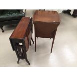 An edwardian mahogany sutherland table together with an edwardian mahogany drop end cabinet