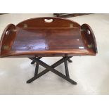 A mahogany butler's tray on stand