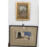 Two Orientalist pictures to include hand signed etching by Edgar L Pattison (b.