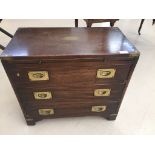 A mahogany 3 drawer military chest of drawers