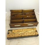 A 1920's oak stationery box;