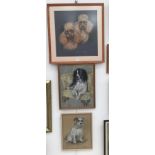 Marjorie Cox (1915-2003):Three pastel studies to include poodles, spaniel & terrier,