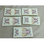 Five bundles of British Forces £1 notes (5 x 100 consecutives)