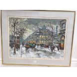 Antoine Baulet (20th century): Paris in winter, colour print, hand signed in pencil,