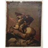 Continental School (19th century): Napoleon on horseback, oil on canvas, unframed,