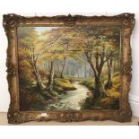 E Waumsley (20th century): River landscape, oil on board, signed lower left,