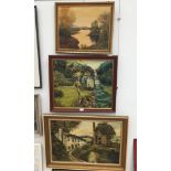 Three oils on canvas of landscape subjects,
