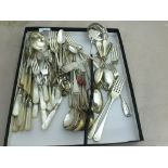 A quantity of EPNS flatware to inc toddy ladle and mother-of-pearl handled fruit knives and forks