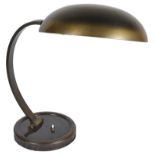 Christian Dell (German, 1893-1974): A retro brass desk lamp,