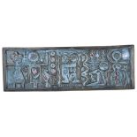 A Rare Troika "Love Plaque" by Benny Sirota: Moulded in shades of black and blue depicting the