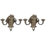 A Pair of Bronze Wall Lights: French,