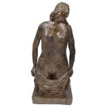 T Shattock (1944-present): A bronzed resin figure, "Girl with Towel",