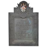 A Bronze WWI Memorial Plaque: NP & UBE (now NatWest) memorial plaque with enamelled coat of arms