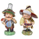 A Pair of Derby Figures: 18th century "Mansion House Dwarfs", incised model marks to base No.