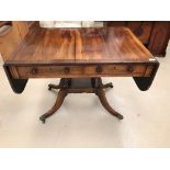 A George III rosewood sofa table on 4 swept legs