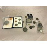 A quantity of coins to inc Georgian, Victorian silver crown, double florin, Maundy four-pence,