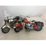 Two tin-plate motor bikes