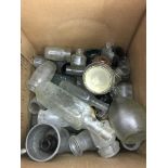 A box of glass bottles etc