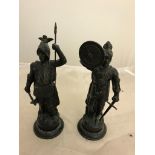 A pair of spelter warrior figures