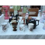 A mixed lot of items to inc flatback figures, a fluted vase,