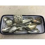 A quantity of silver cutlery; together with a Japanese silver cup holder,