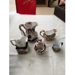 Five jugs to inc Royal Crown Derby and an Allertons jug