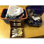 A quantity of antique boxed cutlery