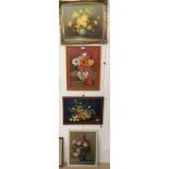 Four still life oils, variously signed.