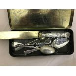 A quantity of HM silver flatware to inc tongs