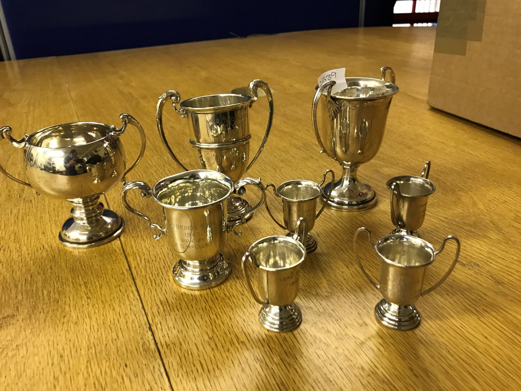 A quantity of silver items to inc trophies etc