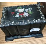 A Victorian papier mache tea caddy