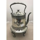 A Victorian silver-plated kettle on stand