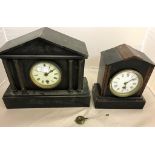 Two slate mantel clocks