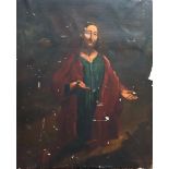An 18th/19th century oil on canvas depicting Christ, unframed,