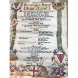 A cased Guildhall Banquet Meal Banner: "6th May 1995: 50th Anniversary of the end of the War in