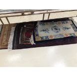 A quantity of rugs to inc Persian-style, prayer mat,