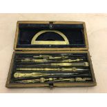 A 19th century cased draughtsman's set