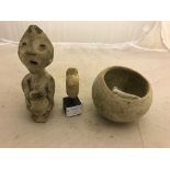 South American ancient items to inc Mayan bowl,