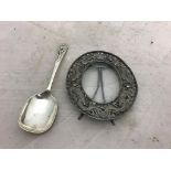 A Chinese silver spoon and pierced photograph frame