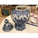 A Delft blue and white lidded vase