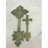 Two 18/19th C Coptic brass crosses,